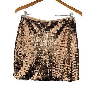 Gianni Bini Rose Gold Sequin Mini Skirt Juniors Size Medium Dance Party Holiday
